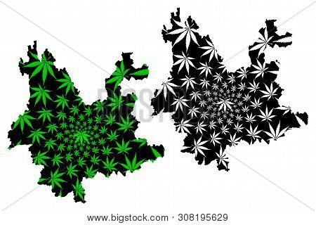 Yunnan Province (administrative Divisions, People's Republic Of China, Prc) Map Is Designed Cannabis