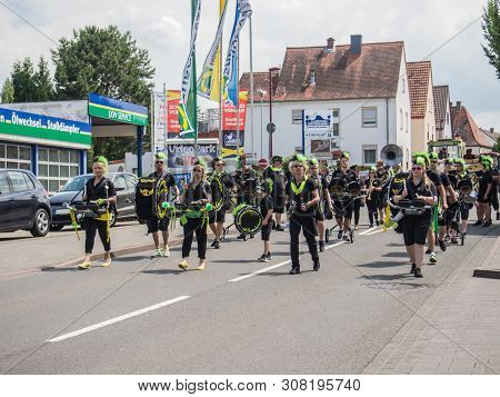 Kirchheimbolanden, Rheinland-pfalz, Germany-06 23 2019: Holiday Parade On Streets Of German Town Dur