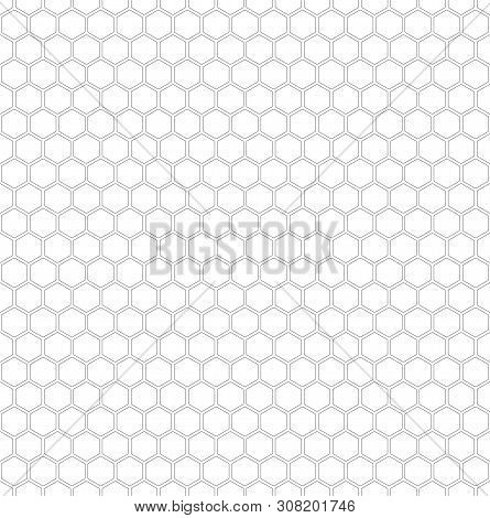 Hexagon Seamless Pattern. Black Honeycomb On White Background. Golf Texture.