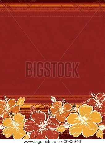 Buket af Hibiscus på rød baggrund