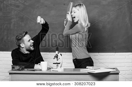 Home Schooling. Couple Of Man And Woman In Classroom. Back To School. Modern School. Knowledge Day. 
