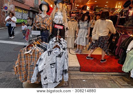 Tokyo, Japan, May 10, 2019 : Takeshita Street (takeshita-dori) Is A Pedestrian Shopping Street Lined