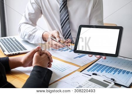 Professional Executive Business Colleague Team Working And Analyzing With New Project Of Accounting 