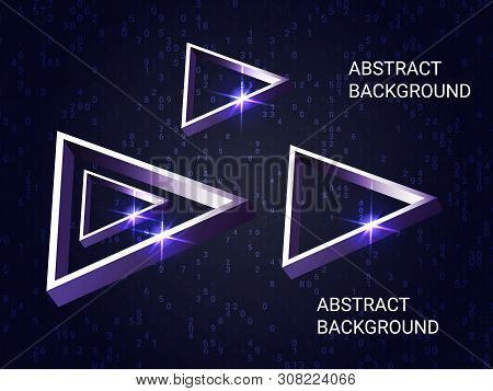 Metal Triangles Sparkle On The Background. 3d Vector Illustration . Modern Geometric Background. Abs