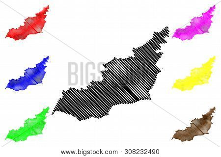 Lahij Governorate (governorates Of Yemen, Republic Of Yemen) Map Vector Illustration, Scribble Sketc
