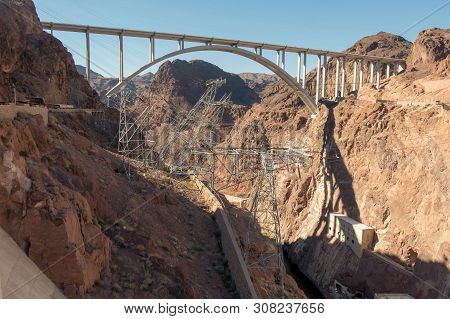 Hoover Dam On Lake Mead In Nevada And Arizona Stateline
