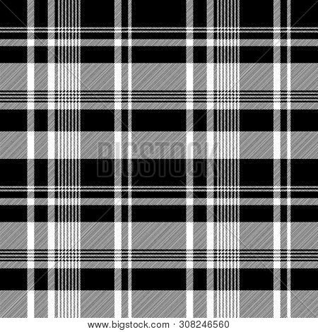 Black White Abstract Diagonal Fabric Texture Seamless. Vector Illustration.