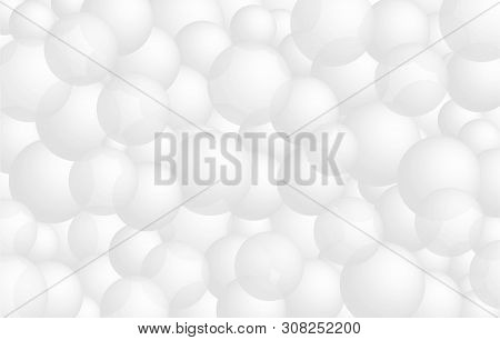 Realistic 3d White Balls, Balloons Background, Banner For Presentation, Landing Page, Web Site.