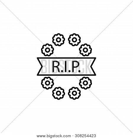 Wreath, Rip Outline Icon. Detailed Set Of Death Illustrations Icons. Can Be Used For Web, Logo, Mobi