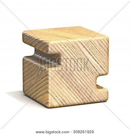 Solid Wooden Cube Font Letter Z 3d Render Illustration Isolated On White Background