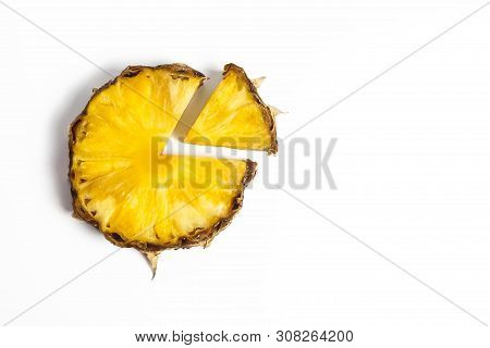 Slice Of Juicy Pineapple In Shape Of Circle Pie Chart Graph. Sector Segments. Business Parts Concept