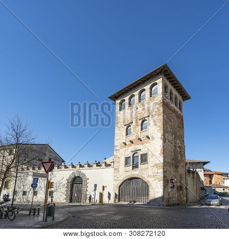 Udine, Friuli Venezia Giulia Region, Italy. March 22 2019.   Torriani Tower City Gate Also Called To
