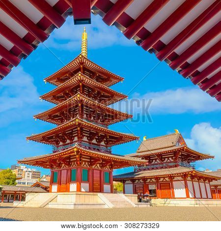 Shitenno-ji Temple, In Osaka, The First And Oldest Officially Administered Buddhist Temple In Japan