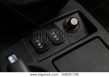 Novosibirsk, Russia - June 22, 2019:  Honda Cr-v, Close-up Of Seat Heating Buttons, Charging In The 