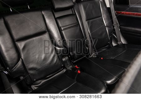 Novosibirsk, Russia - June 22, 2019:  Lexus Gx 460, Close-up Of The Black  Leather Rear Seats With S