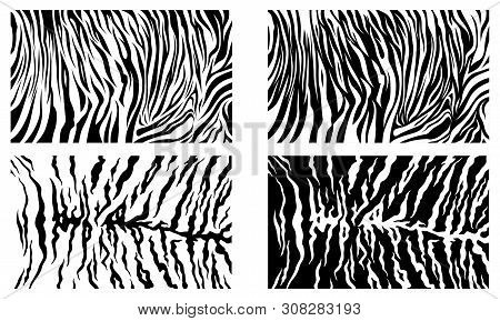 Black Tiger Stripes Vector Pattern Texture Background Stock Collection