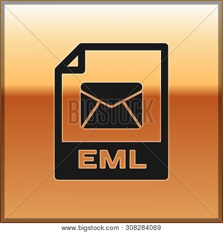 Black Eml File Document Icon. Download Eml Button Icon Isolated On Gold Background. Eml File Symbol.