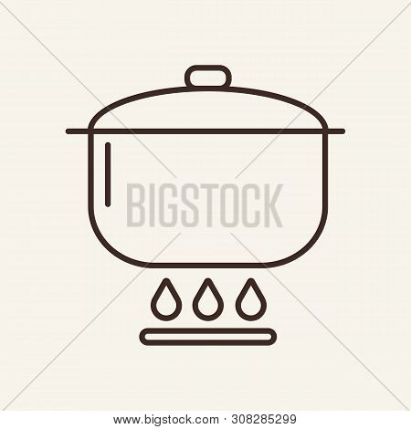 Saucepan Line Icon. Pot, Pan, Lid, Burner. Cooking Concept. Vector Illustration Can Be Used For Topi