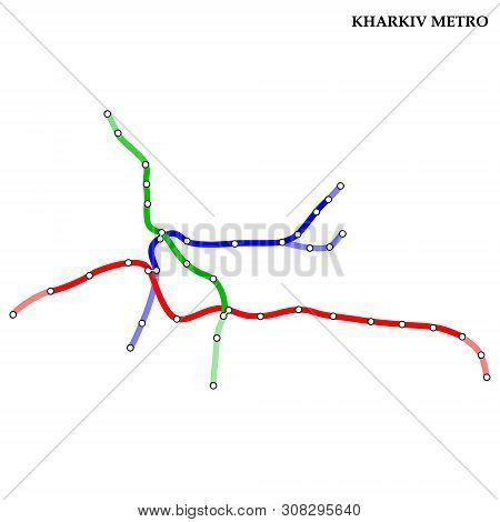 Map Of The Kharkov Metro, Subway, Template Of City Transportation Scheme For Underground Road.