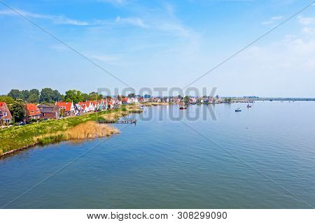 Aerial from the traditional village Durgerdam in the Netherlands