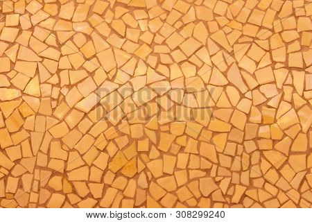 Broken Tiles Mosaic Seamless Pattern. White And Gray Tile Real Wall High Resolution Real Photo Or Br