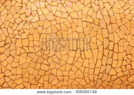 Broken Tiles Mosaic Seamless Pattern. White And Gray Tile Real Wall High Resolution Real Photo Or Br
