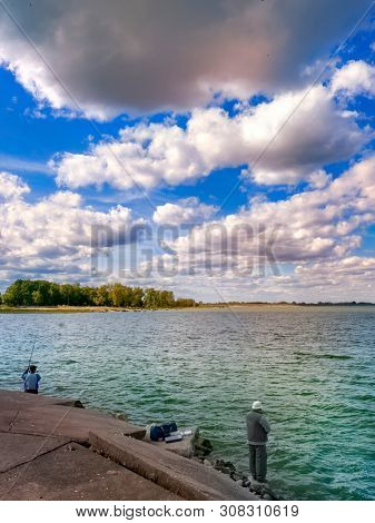 big otmuchow lake in the hot summer