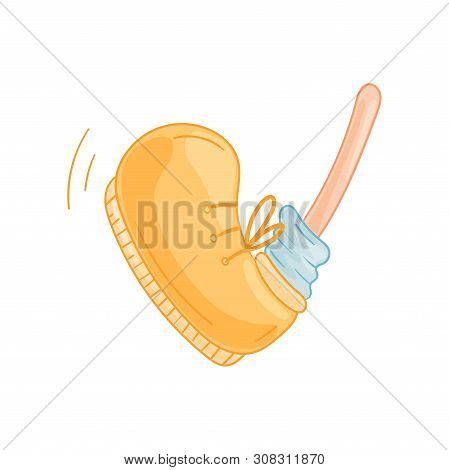 Foot In A Yellow Shoe Steps Forward. Vector Illustration On White Background.