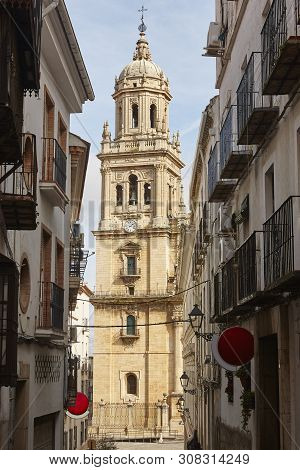 Jaen Cathedral Facade Reinassence Period. Travel In Spain. Vertical