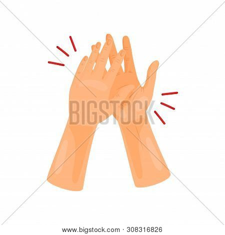 Two Hands Applaud. Vector Illustration On White Background.