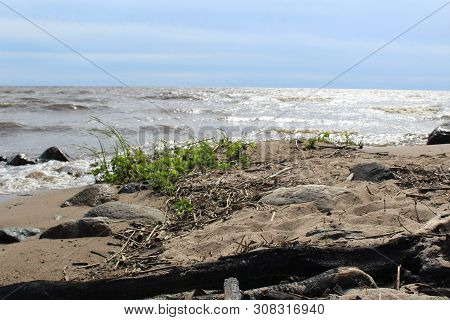 Picturesque, Large Lake With Waves For Summer Holidays