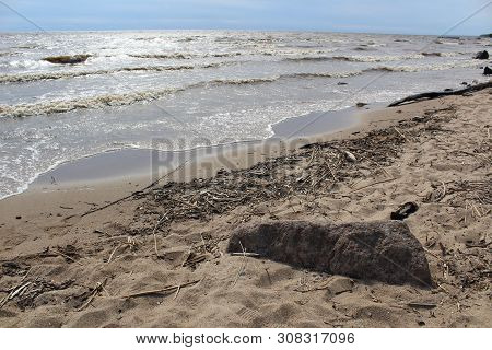 Picturesque, Large Lake With Waves For Summer Holidays