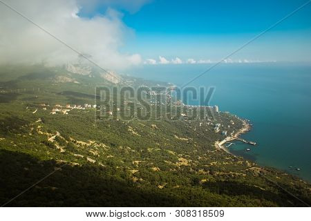The Beautiful View Of Ai-petri Mountain. The Mountains And The Sea Of Crimea. Mountain And Sea Lands