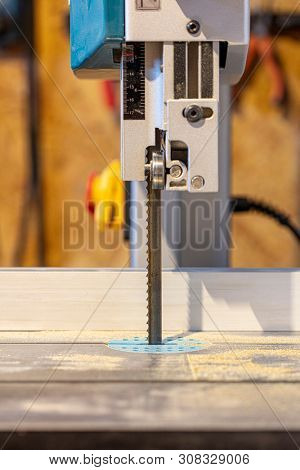 detail of the blade of bandsaw, carpenter tool