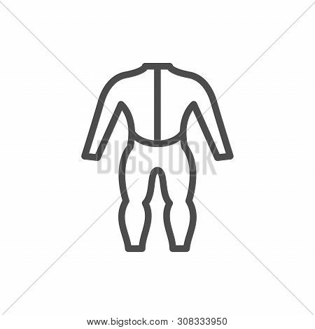 Diving Suit Line Outline Icon Isolated On White. Vector Illustration