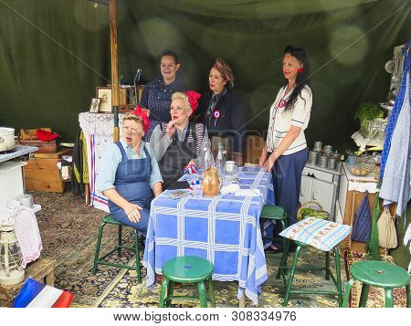 Sainte Mere, Normandy, France - June 06, 2019. D Day 75 Birthday Of French Liberation By Allied Coun