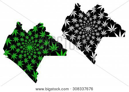 Chiapas (united Mexican States, Mexico, Federal Republic) Map Is Designed Cannabis Leaf Green And Bl