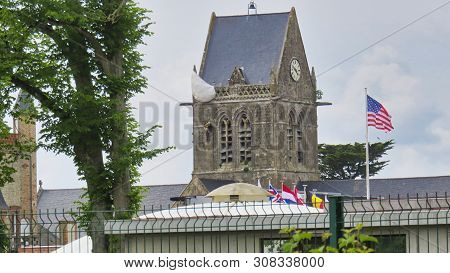 Sainte Mere, Normandy, France - June 06, 2019. D Day 75 Birthday Of French Liberation By Allied Coun