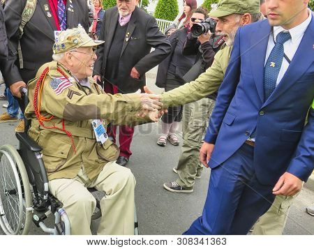 Sainte Mere, Normandy, France - June 06, 2019. D Day 75 Birthday Of French Liberation By Allied Coun