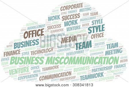 Business Miscommunication Word Cloud. Collage Made With Text Only.
