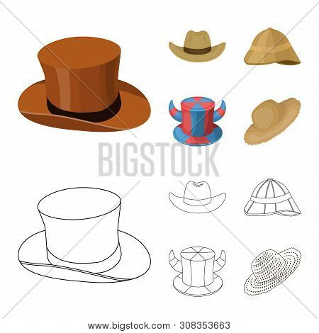 Vector Design Of Hat And Cap Icon. Set Of Hat And Model Vector Icon For Stock.