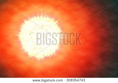 Close Up View Of A Burning Sun In Space. Fiery Planet. Hot Planet. The Sun From Space Showing All Th