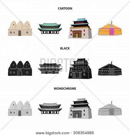 Vector Illustration Of Town And Chinatown Icon. Collection Of Town And Asian Stock Vector Illustrati