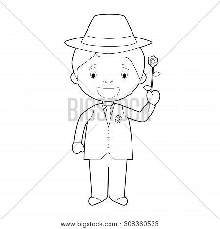 Easy Coloring Cartoon Character From Argentina Dressed In The Traditional Way As A Tango Dancer With