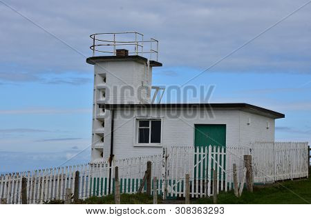White Coastguard Station On St Bees Head In West Cumbria.