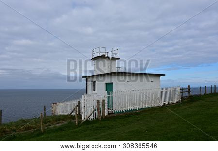 St Bees Head Coastguard Station On The Sea Cliffs Above The Irish Sea.