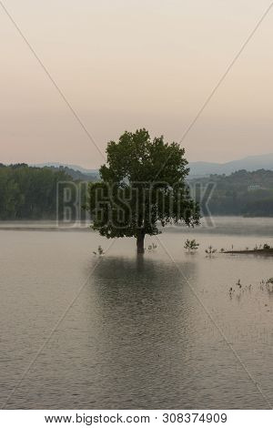 Sunrise At The Regajo Reservoir In Navajas, Castellon