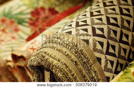Sale - Colorful Fabrics In The Store, Close Up
