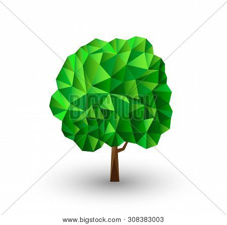 Polygonal Vector Tree. Low Poly Vector Illustration