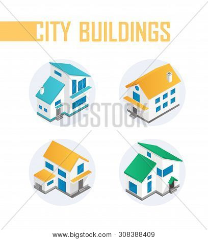 City Buildings - Modern Vector Colorful Isometric Elements